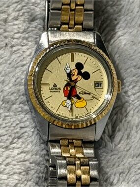Lorus Women's Two-Tone Mickey Mouse Gold Dial Quartz Watch